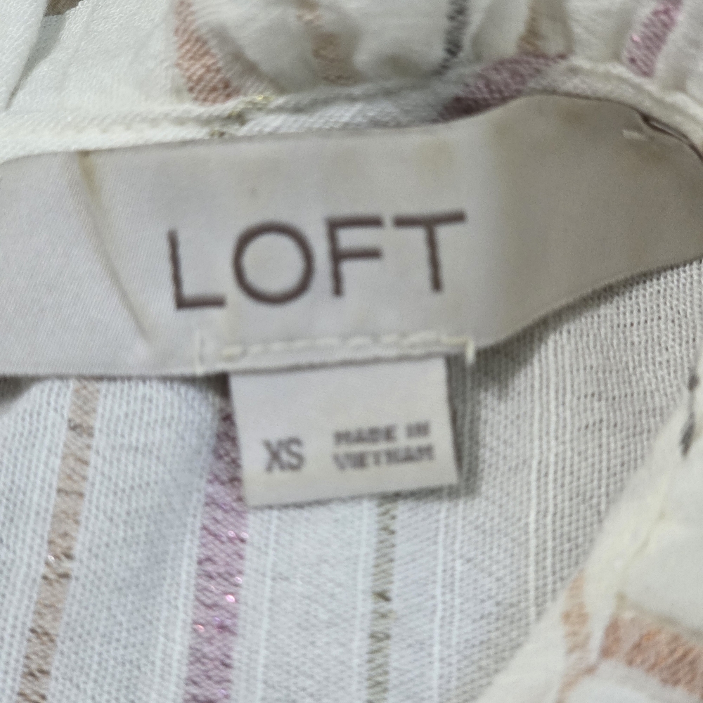 LOFT Striped Ruffle Sleeve Blouse - Picture 4 of 5